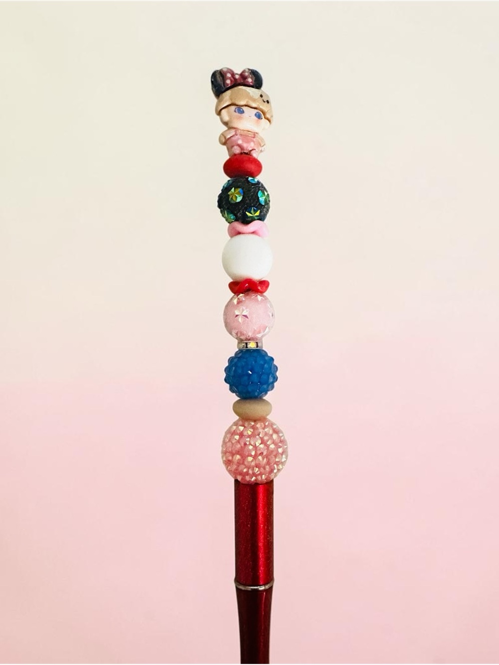 Disney Beaded Hair Stick with Character Top in Red, Pink, Blue and Black